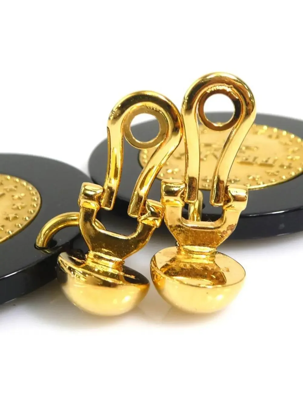 Auth Prada Earrings Black/Gold #280445P25B